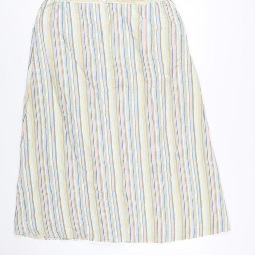 David Nieper Women’s Multicoloured Striped A-Line Linen Midi Skirt Size 16