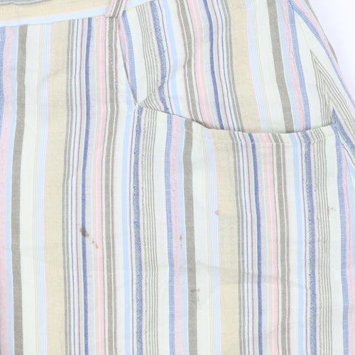 David Nieper Women’s Multicoloured Striped A-Line Linen Midi Skirt Size 16