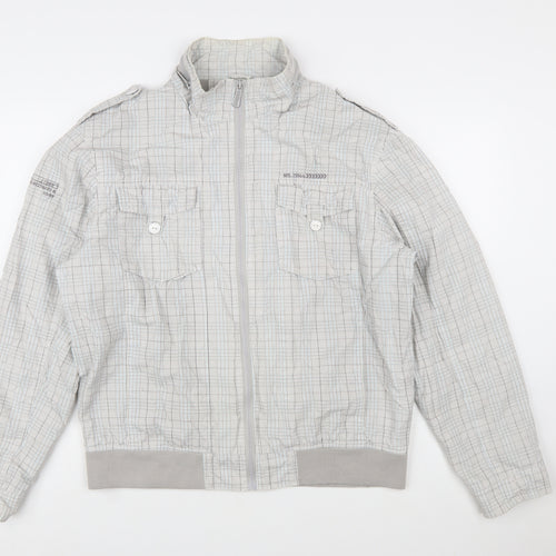 Burton Men's Grey Checked Full Zip Bomber Jacket Size 2XL