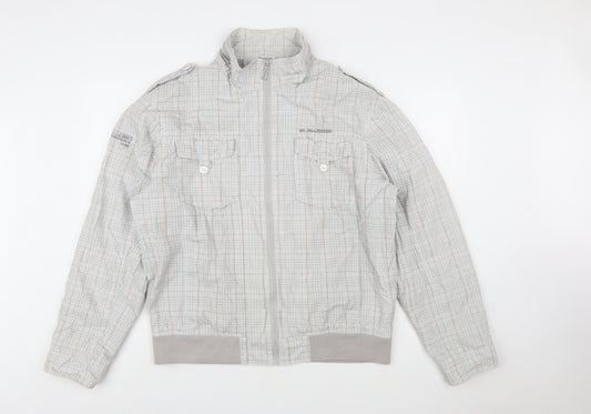 Burton Men's Grey Checked Full Zip Bomber Jacket Size 2XL