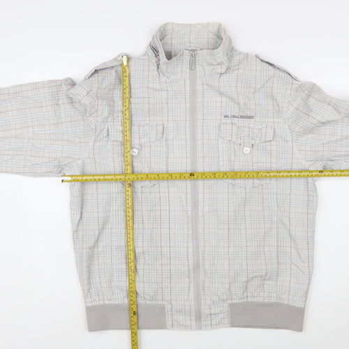 Burton Men's Grey Checked Full Zip Bomber Jacket Size 2XL