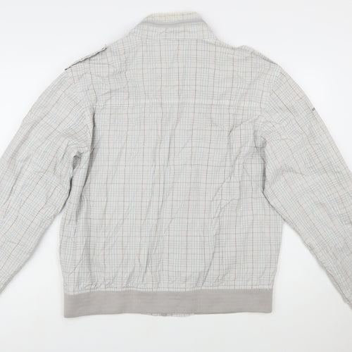 Burton Men's Grey Checked Full Zip Bomber Jacket Size 2XL