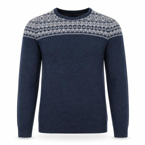 RW&CO. Men’s Blue Fair Isle Crew Neck Jumper XS
