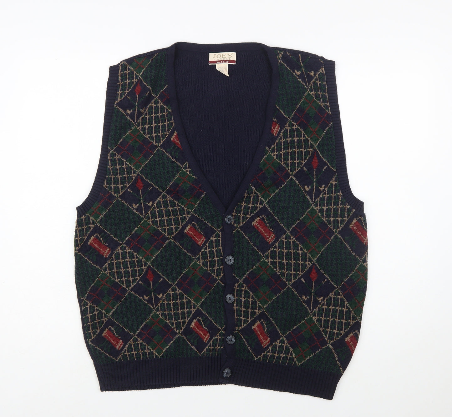 Jos.A.Bank Men's Multicoloured Argyle Wool Knit Vest M Classic