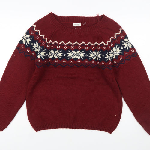 Ardene Womens Red Fair Isle Knit Jumper Size L Winter Pullover