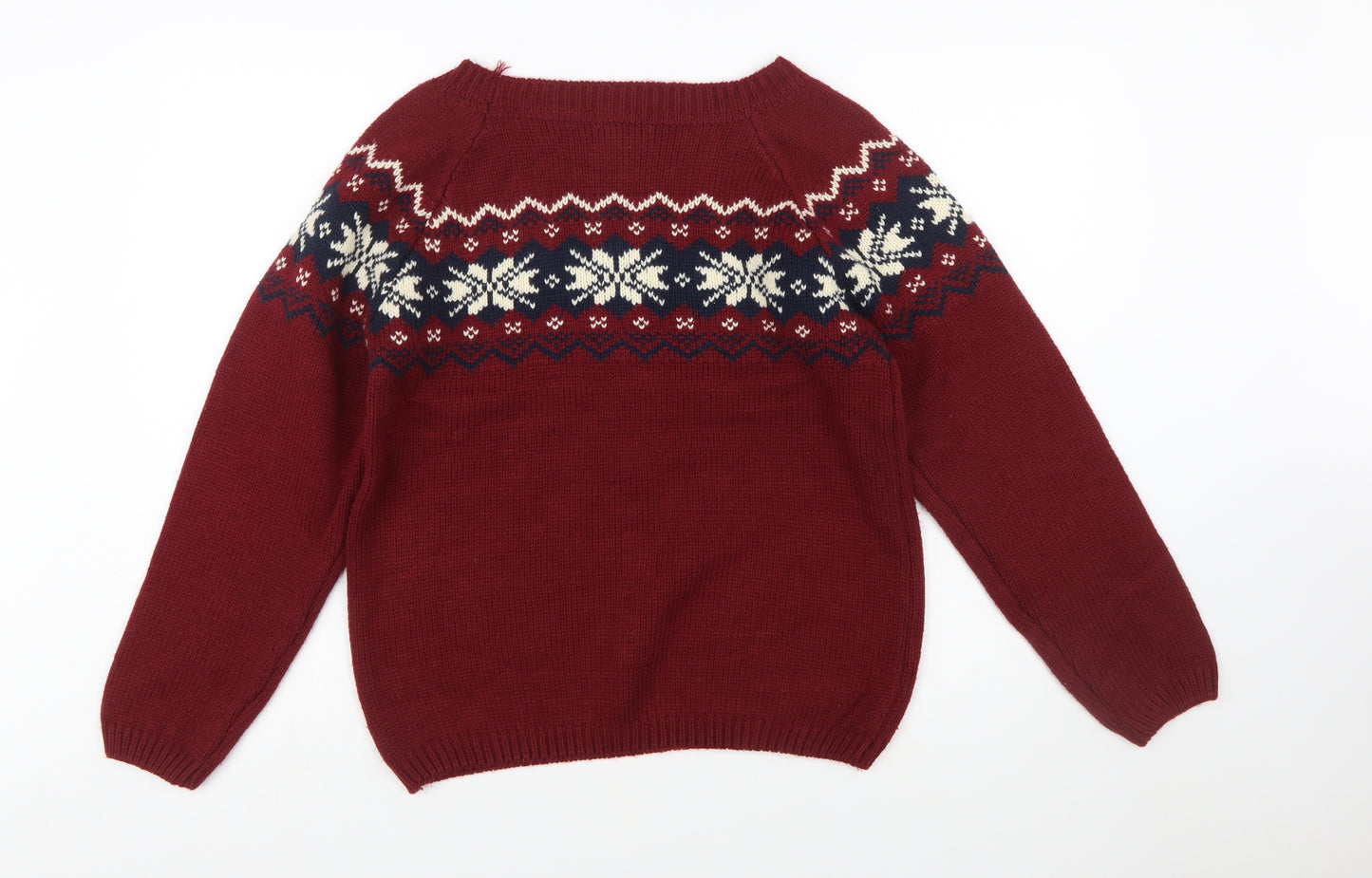 Ardene Womens Red Fair Isle Knit Jumper Size L Winter Pullover