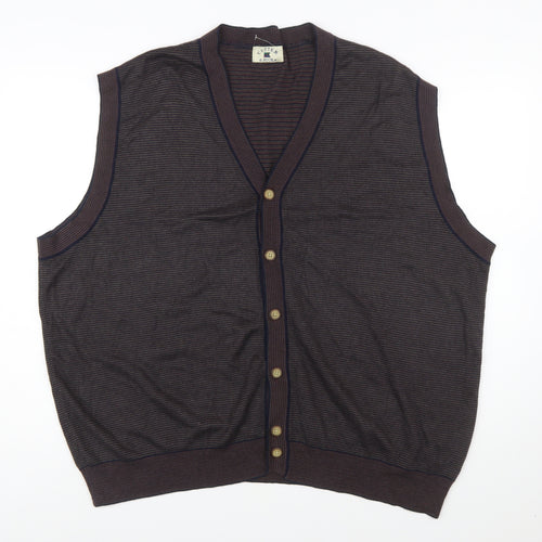 Cutter & Buck Men's Brown 2XL Sleeveless Button Knit Vest Jumper