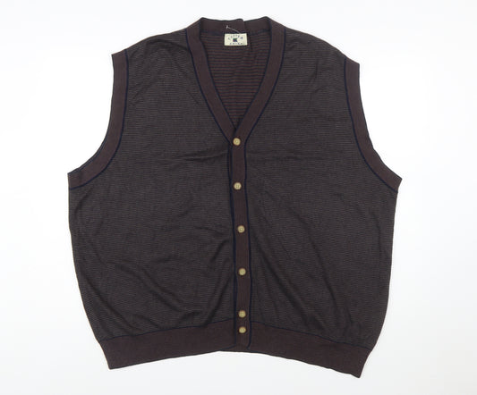 Cutter & Buck Men's Brown 2XL Sleeveless Button Knit Vest Jumper