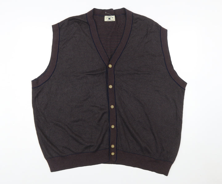 Cutter & Buck Men's Brown 2XL Sleeveless Button Knit Vest Jumper