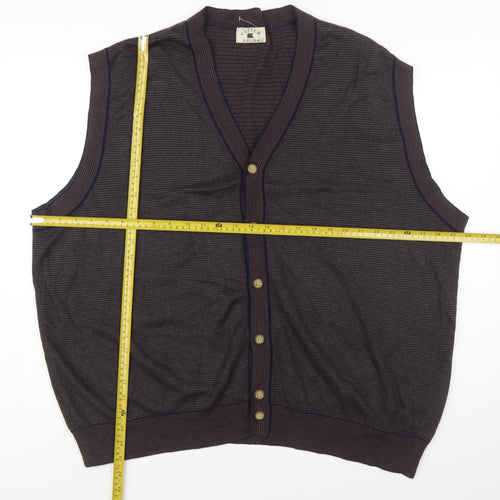 Cutter & Buck Men's Brown 2XL Sleeveless Button Knit Vest Jumper