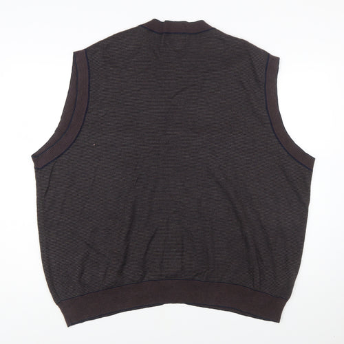 Cutter & Buck Men's Brown 2XL Sleeveless Button Knit Vest Jumper