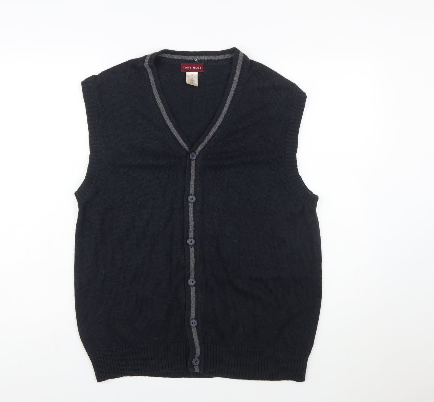 Hunt Club Men's Black Cotton Sleeveless Button Cardigan L