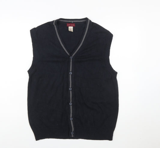 Hunt Club Men's Black Cotton Sleeveless Button Cardigan L