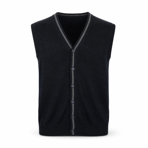 Hunt Club Men's Black Cotton Sleeveless Button Cardigan L