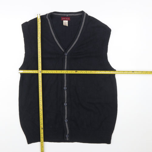 Hunt Club Men's Black Cotton Sleeveless Button Cardigan L