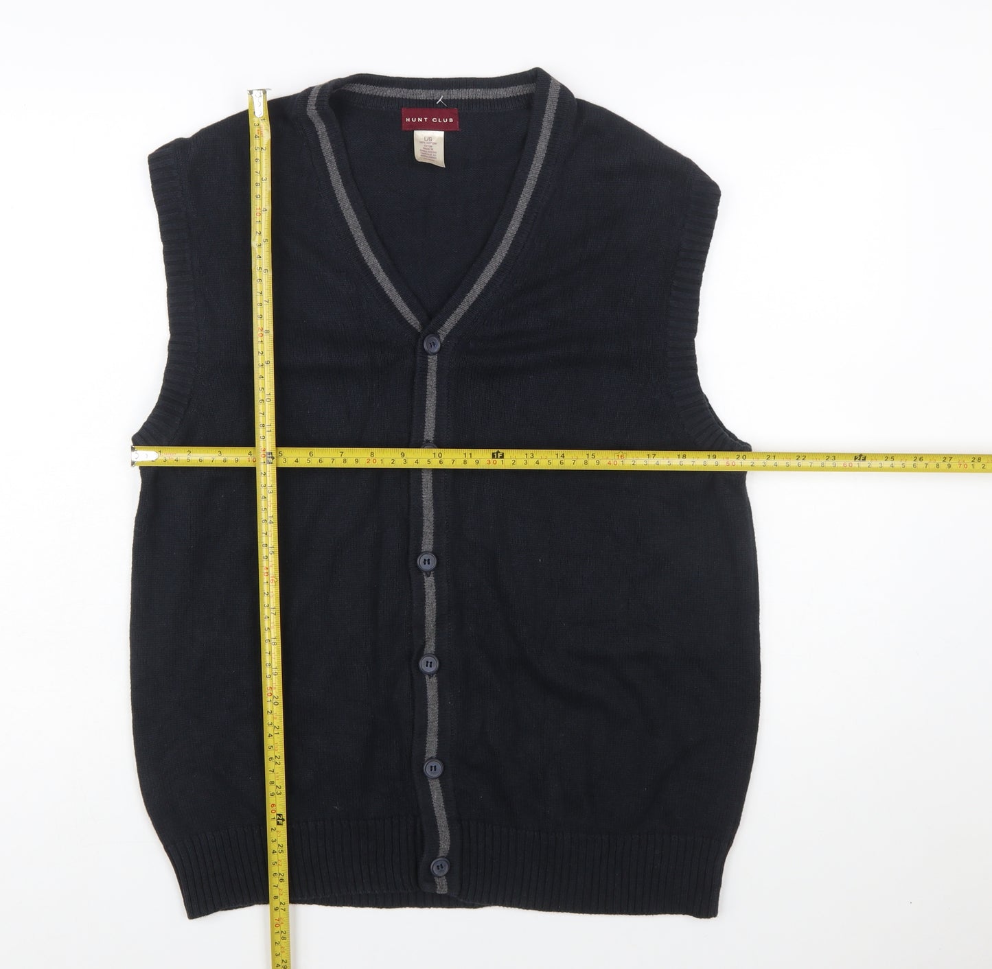 Hunt Club Men's Black Cotton Sleeveless Button Cardigan L