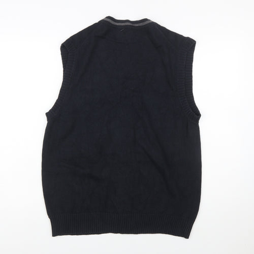 Hunt Club Men's Black Cotton Sleeveless Button Cardigan L