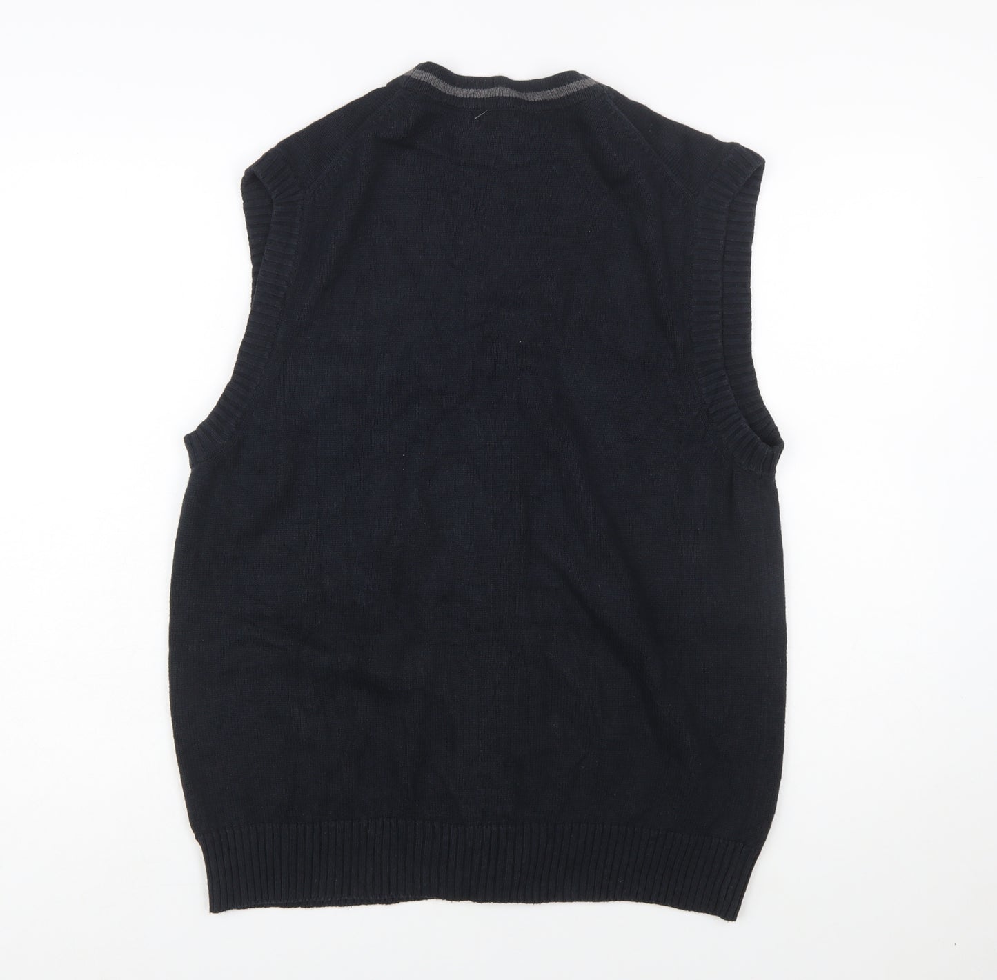 Hunt Club Men's Black Cotton Sleeveless Button Cardigan L