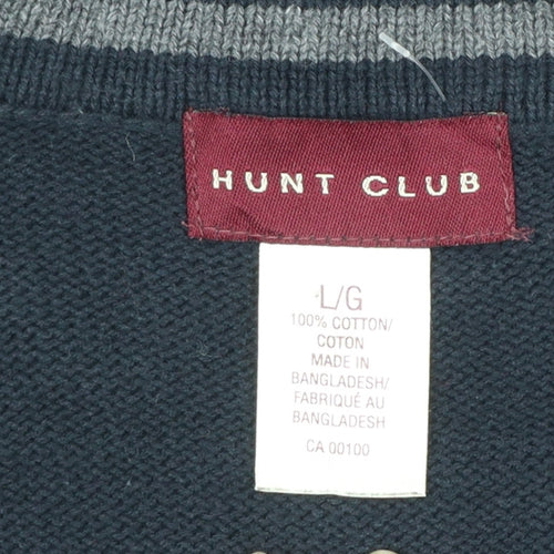 Hunt Club Men's Black Cotton Sleeveless Button Cardigan L