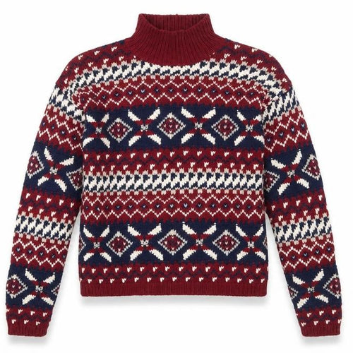 Ricki's Women Multicoloured Fair Isle Cotton High Neck Jumper M