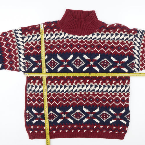 Ricki's Women Multicoloured Fair Isle Cotton High Neck Jumper M