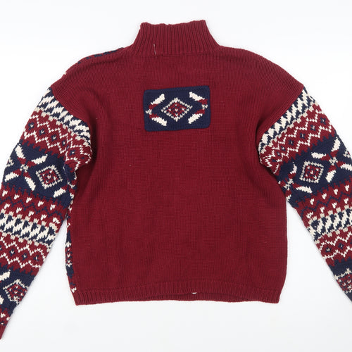 Ricki's Women Multicoloured Fair Isle Cotton High Neck Jumper M