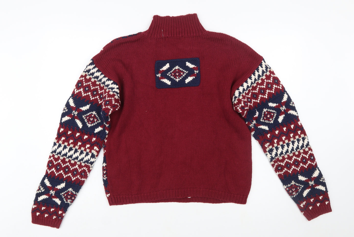 Ricki's Women Multicoloured Fair Isle Cotton High Neck Jumper M