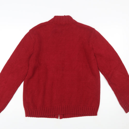 Northern Reflections Women Red Fair Isle Full Zip Knit Jumper M