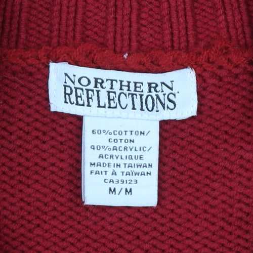 Northern Reflections Women Red Fair Isle Full Zip Knit Jumper M