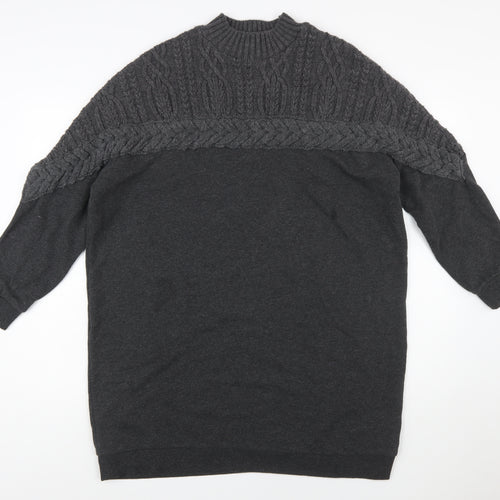 River Island Womens Grey Cable-Knit Long Sleeve Pullover Jumper L