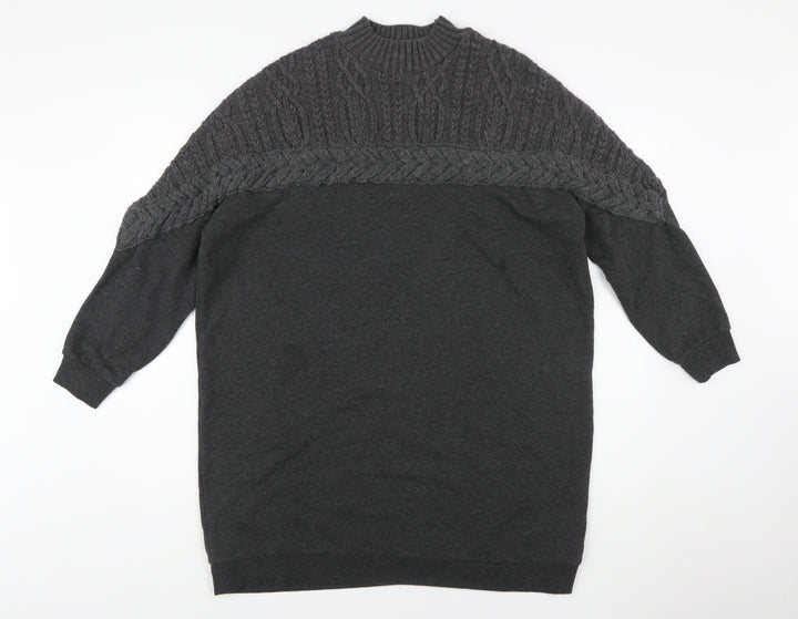 River Island Womens Grey Cable-Knit Long Sleeve Pullover Jumper L