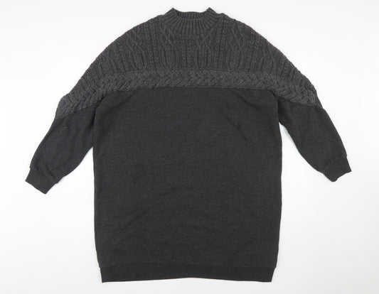 River Island Womens Grey Cable-Knit Long Sleeve Pullover Jumper L