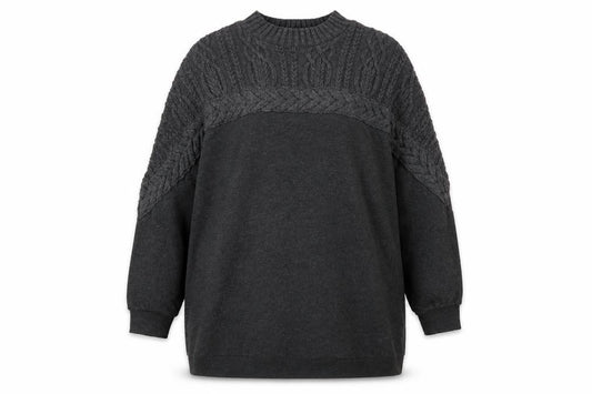 Front view of River Island women’s grey cable-knit long sleeve jumper l