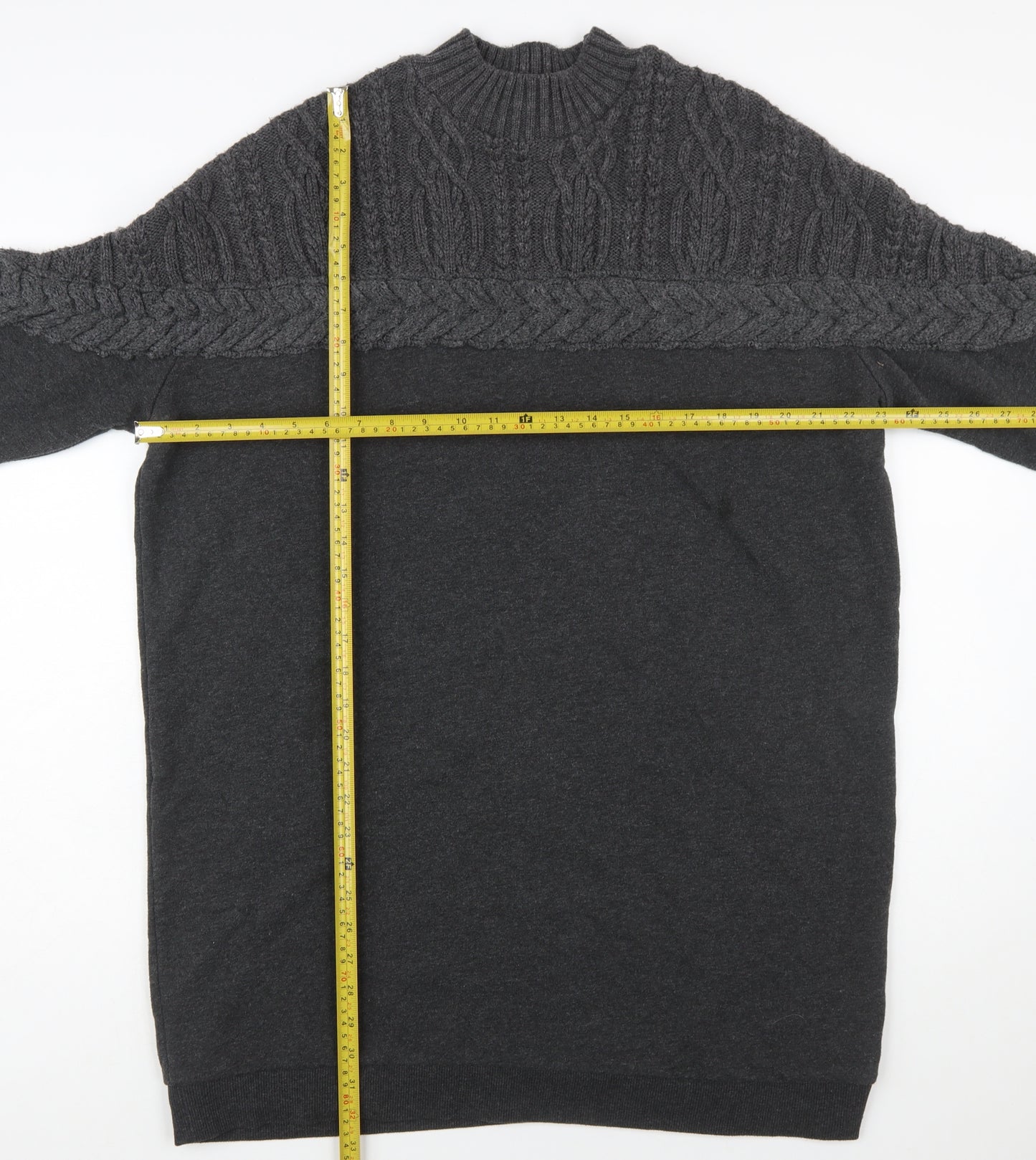 River Island Womens Grey Cable-Knit Long Sleeve Pullover Jumper L