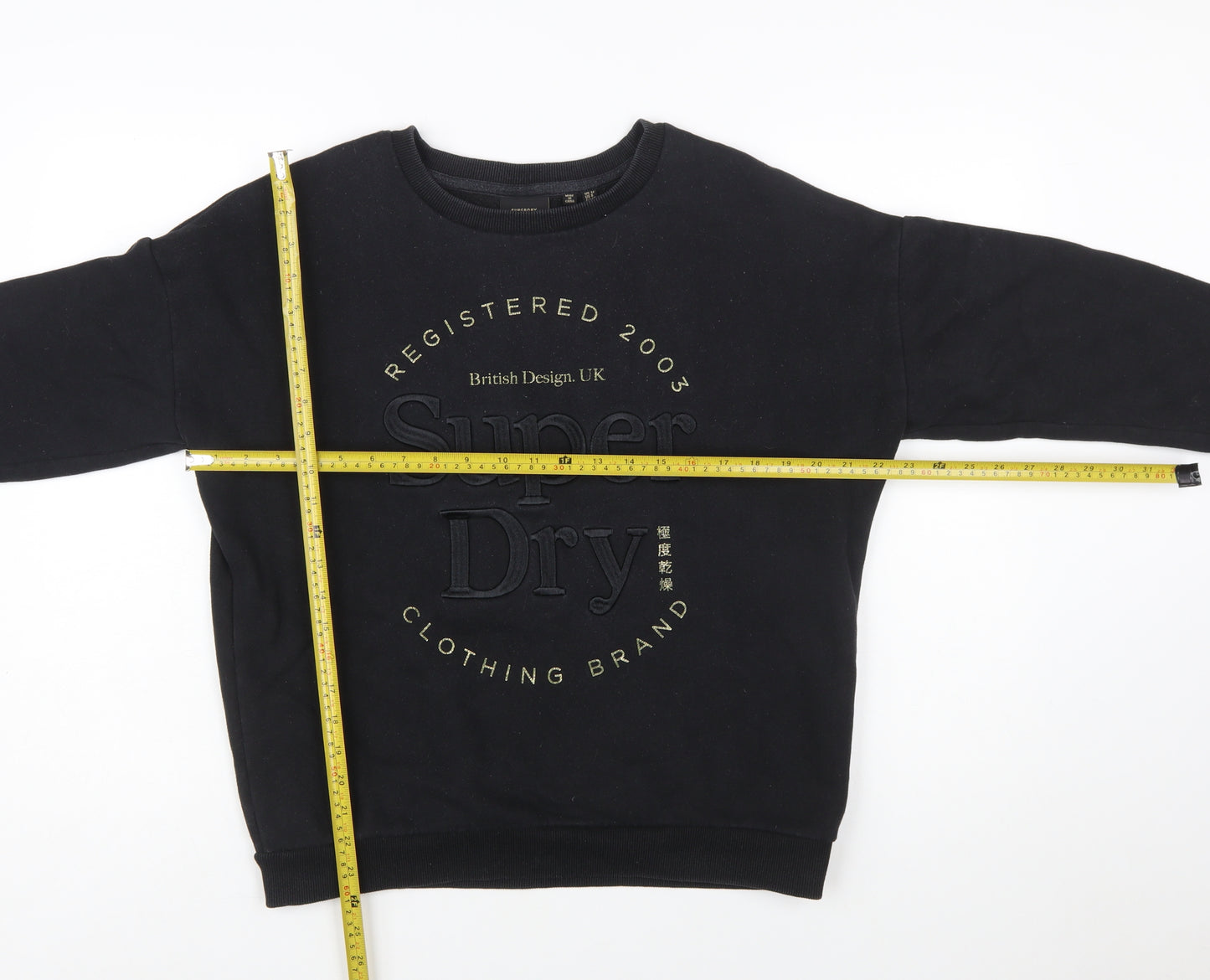 Superdry Women's Black Cotton Blend Pullover Sweatshirt UK 12