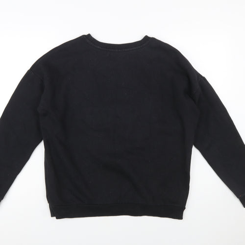 Superdry Women's Black Cotton Blend Pullover Sweatshirt UK 12