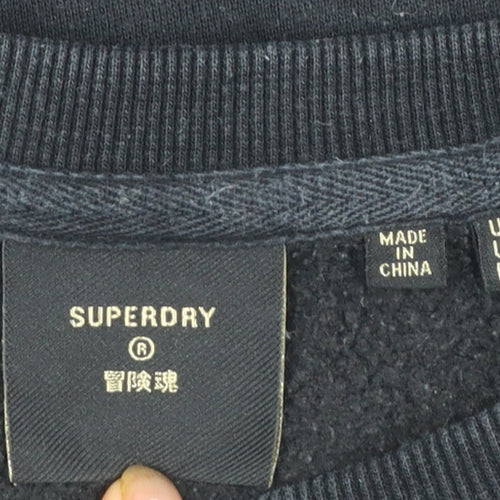 Superdry Women's Black Cotton Blend Pullover Sweatshirt UK 12