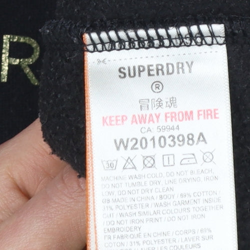 Superdry Women's Black Cotton Blend Pullover Sweatshirt UK 12