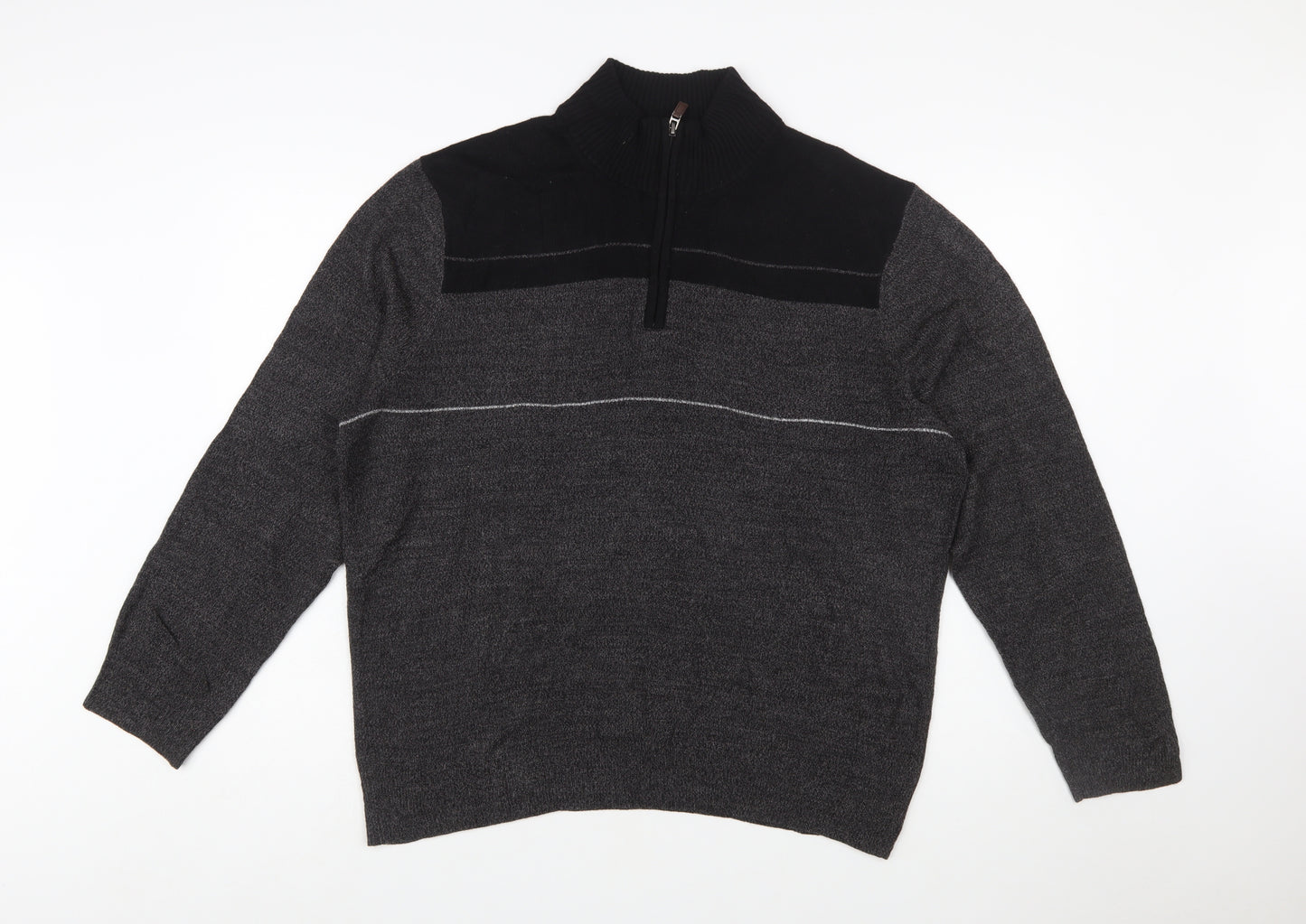 Dockers Mens Grey Acrylic 1/2 Zip High Neck Jumper Size L