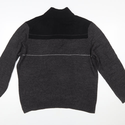 Dockers Mens Grey Acrylic 1/2 Zip High Neck Jumper Size L