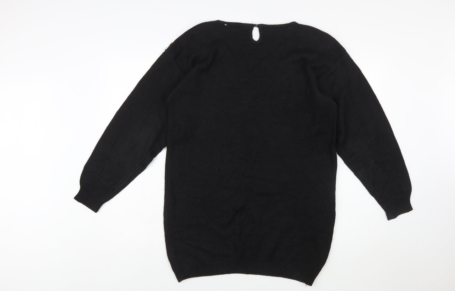 Trimmings Womens Black Sequin Bow Pullover Jumper Size S