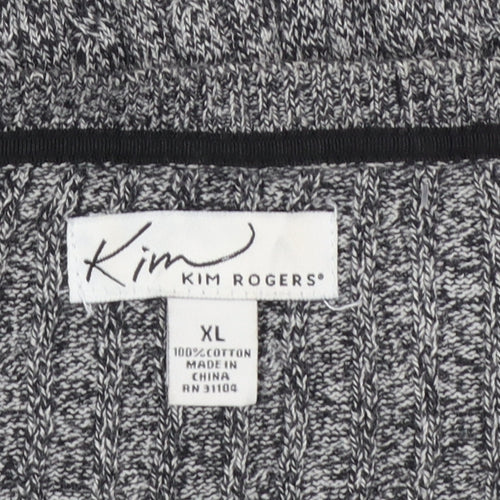 Kim Rogers Men Grey XL Cotton Cable Knit Crew Neck Jumper