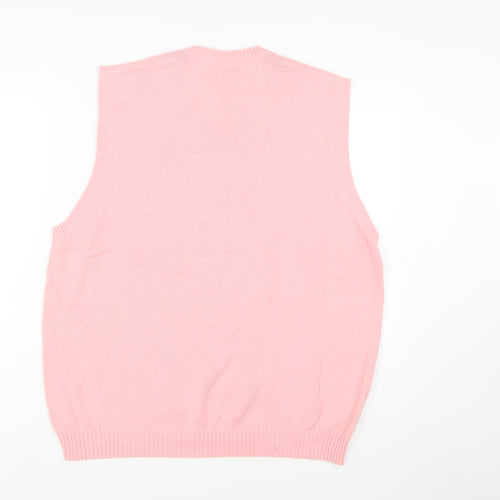IZOD Men's Pink Argyle V-Neck Cotton Golf Vest Size L