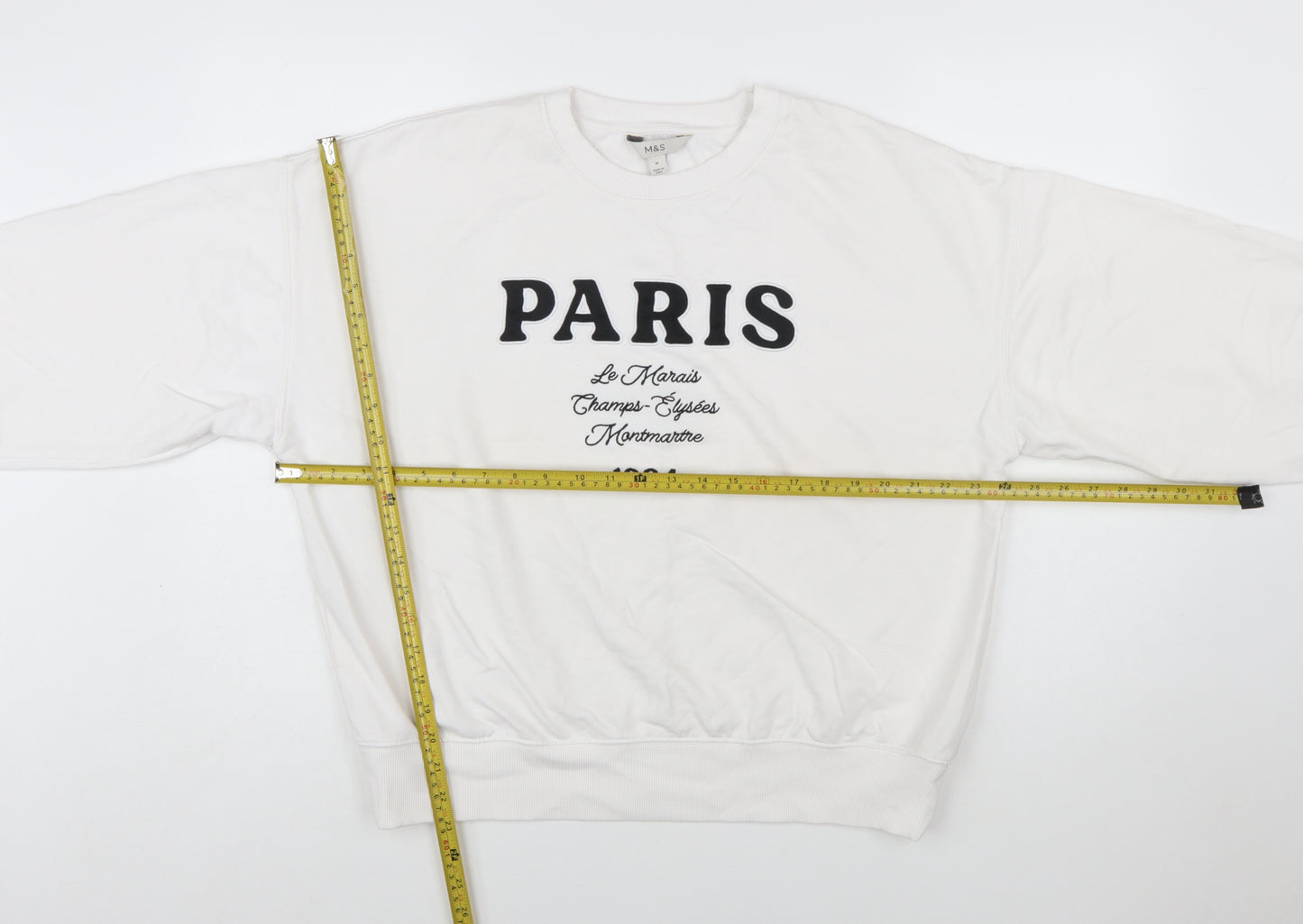 Marks and Spencer Womens Ivory Sweatshirt Medium Paris Print