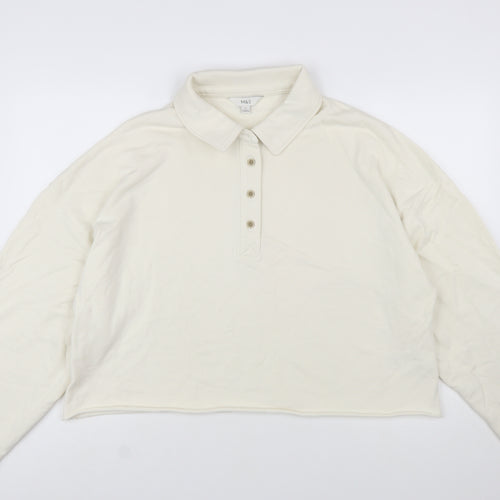 Marks and Spencer Women Ivory Henley Sweatshirt XL Cotton Pullover