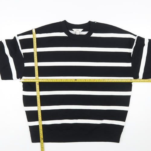 Marks and Spencer Women Black White Striped Pullover Sweatshirt M