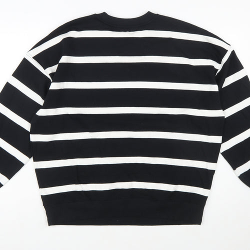 Marks and Spencer Women Black White Striped Pullover Sweatshirt M