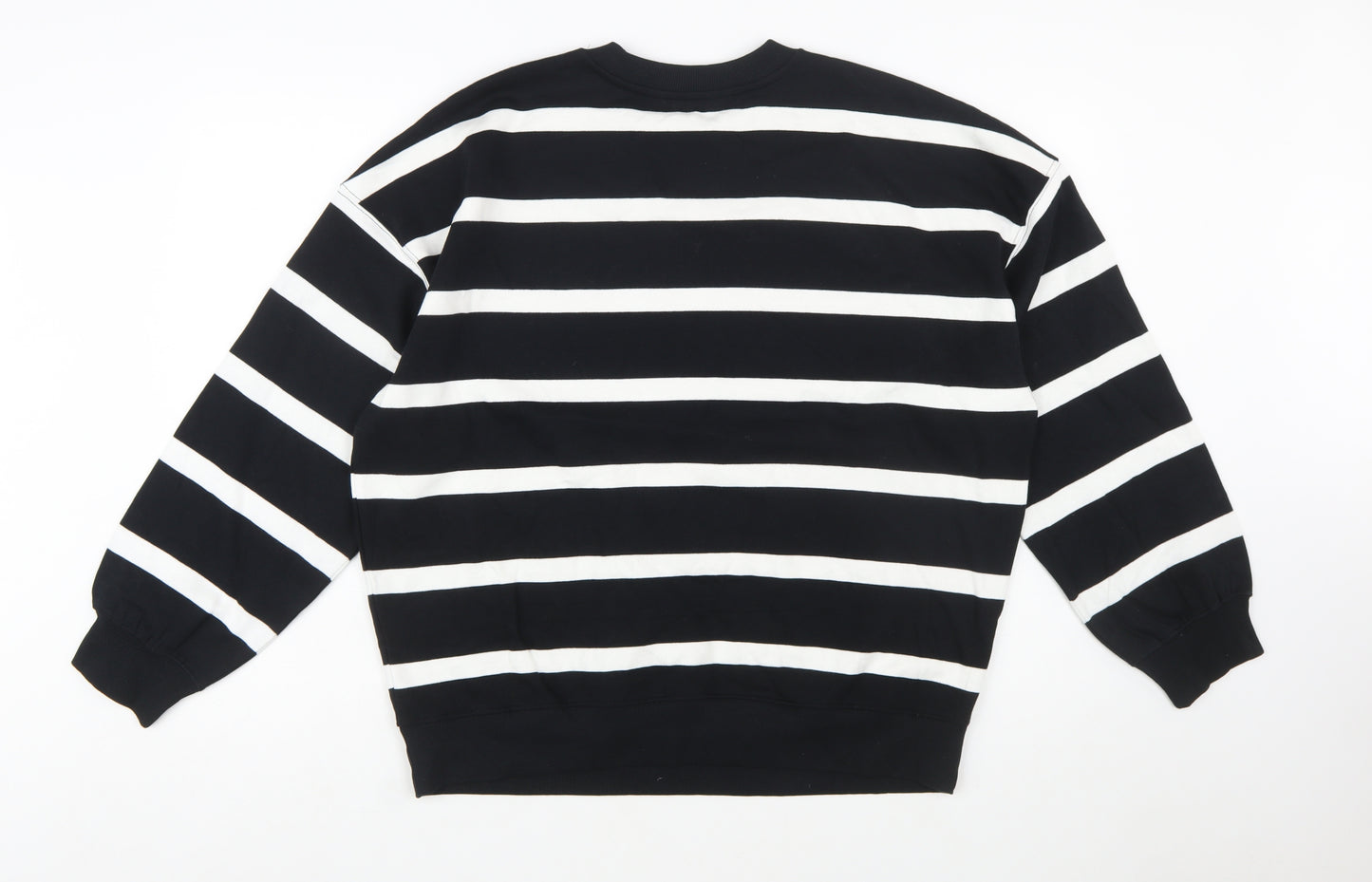Marks and Spencer Women Black White Striped Pullover Sweatshirt M