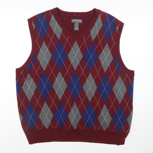 Saddlebred Men's Multicoloured Argyle Cotton Knit Vest XL