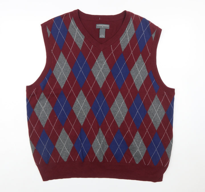 Saddlebred Men's Multicoloured Argyle Cotton Knit Vest XL